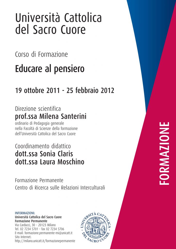 locandina Educare al pensiero aprile 2011